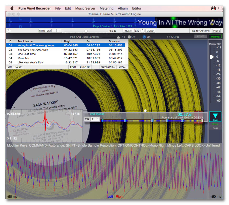 Pure Vinyl - High-resolution digital vinyl LP playback, editing and archival and music server software