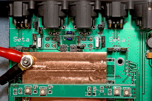 Interior Close-up View of Seta, showing Solid Copper Front-End Circuitry Isolation Block